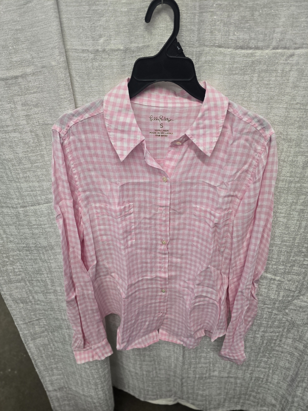 Lilly Pulitzer Pink Gingham Button-Down Shirt Sz S Womens